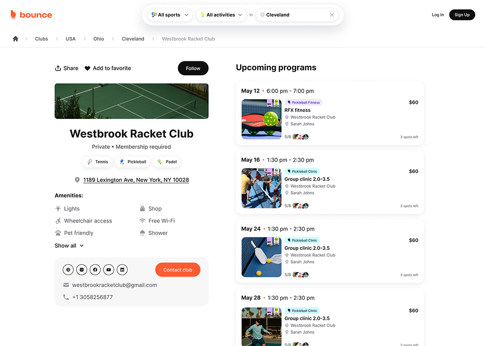Club Listing