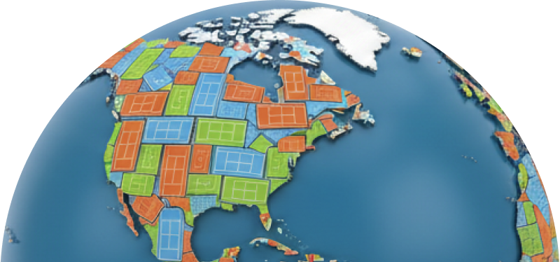 Globe showing courts around the world